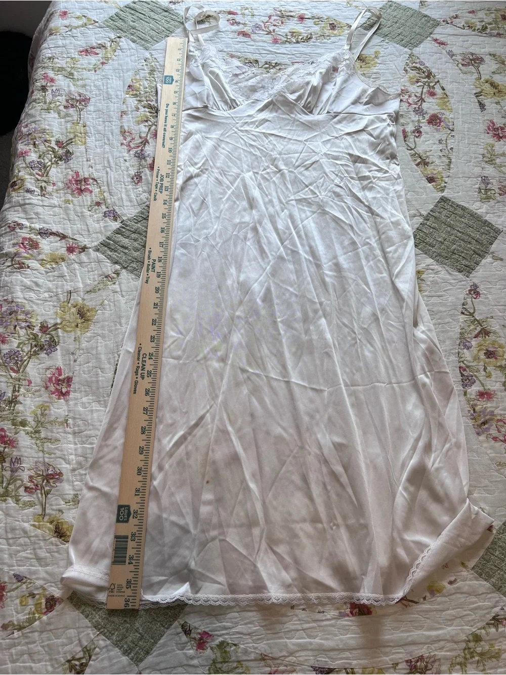 Vintage Vassarette Lace Trim Full Slip Dress White Size 38 Medium Made in USA